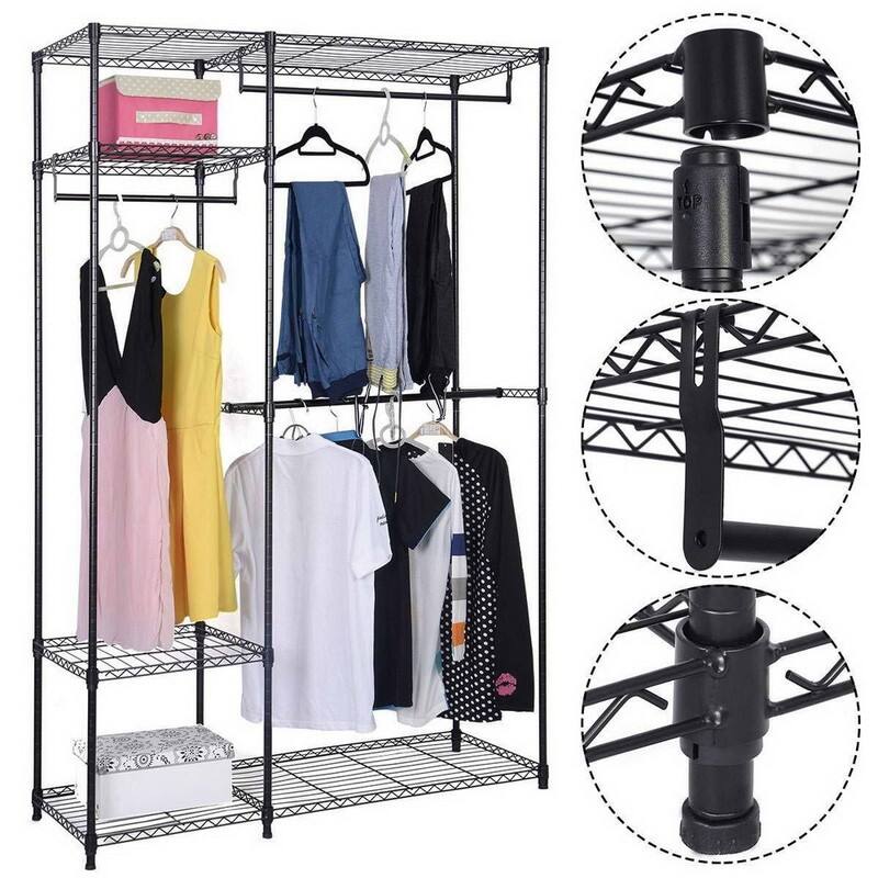 4-Tiers Clothing Storage Rack Closet Organizer Shelf Black