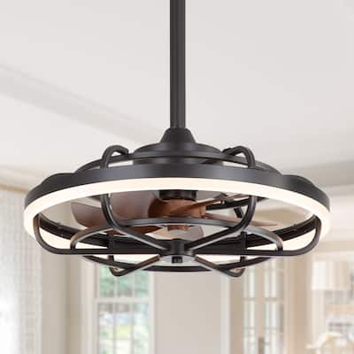 19.7" Caged Dimmable LED Ceiling Fan with Light and Remote