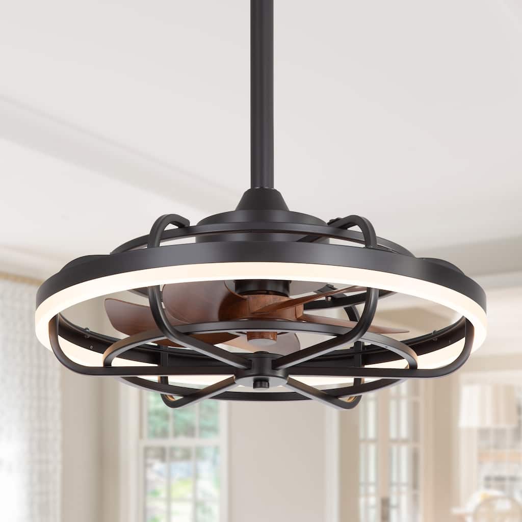 19.7" Caged Dimmable LED Ceiling Fan with Light and Remote