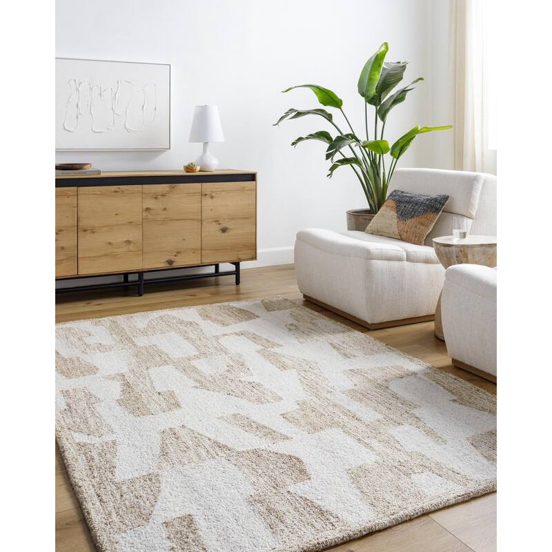 Livabliss Andes Modern Abstract Area Rug - Tan/Grey - 9' x 12'