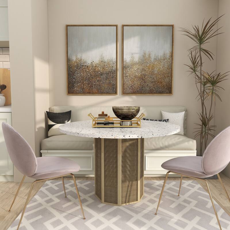 CosmoLiving by Cosmopolitan Canvas Glitter Flakes Geode Living Room Framed Wall Art with Gold Frame