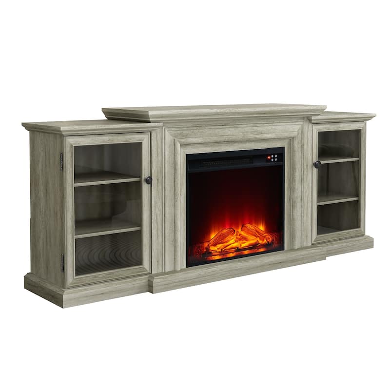 Farmhouse TV Stand with Fireplace - 70" Width -Fits up to 70" TV - 71"W x 30"H x 15.5"D
