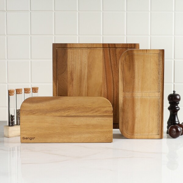Sango Atelier Acacia Wood 3-Piece Stackable Cutting Board Set