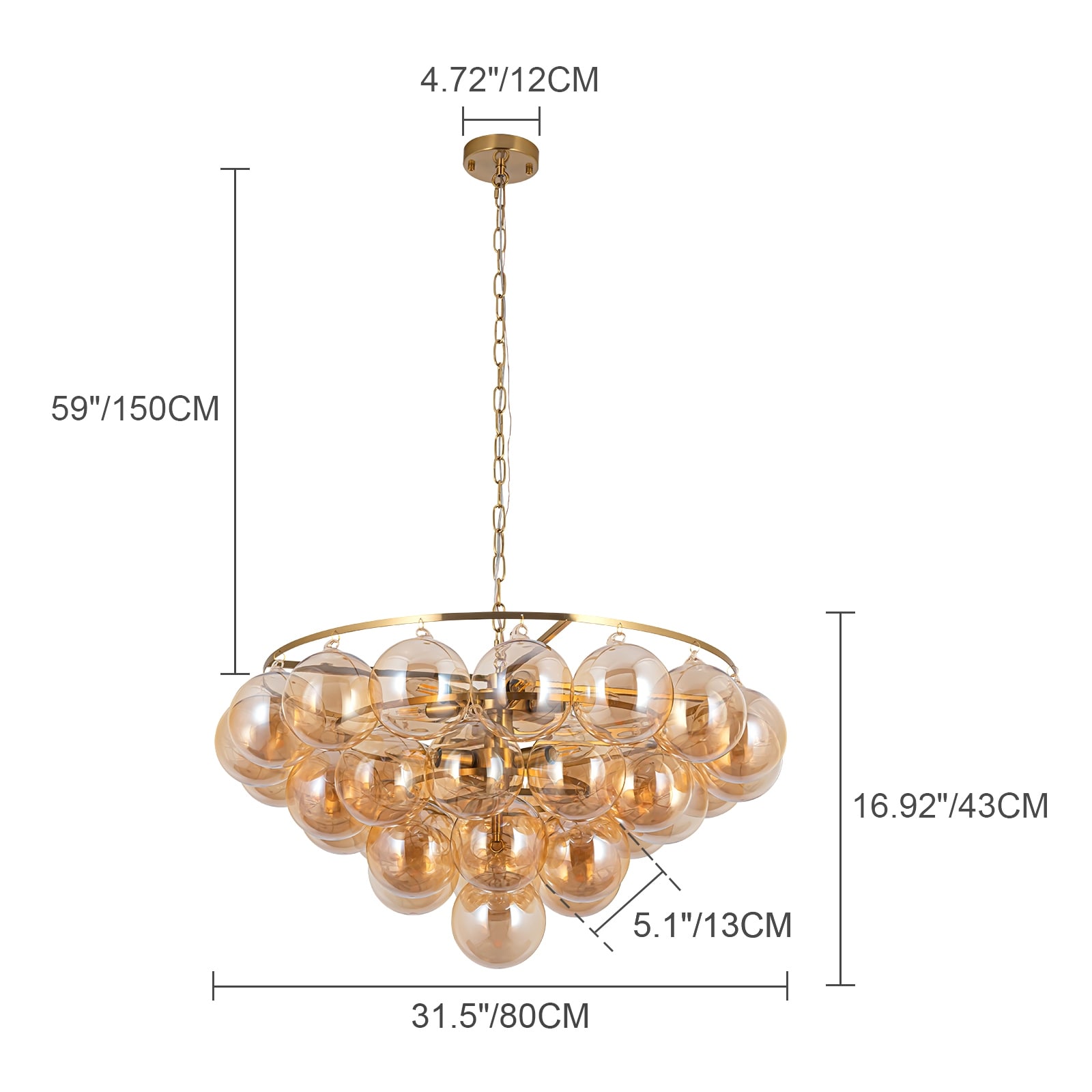9-Light-Cluster-Amber-Glass-