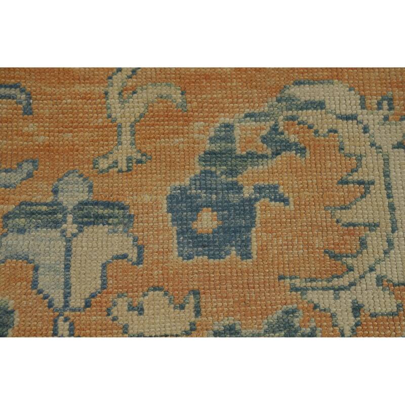 Hand Knotted Oriental 100% Wool Carpet Transitional All-Over Oranges & Rust Oushak Area Rug - 14' 0'' X 10' 5''