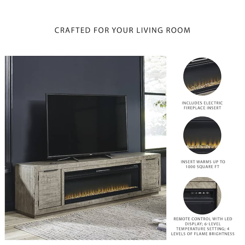 Signature Design by Ashley Krystanza 92" TV Stand for TVs up to 105" with Electric Fireplace - 92"W x 18"D x 25"H