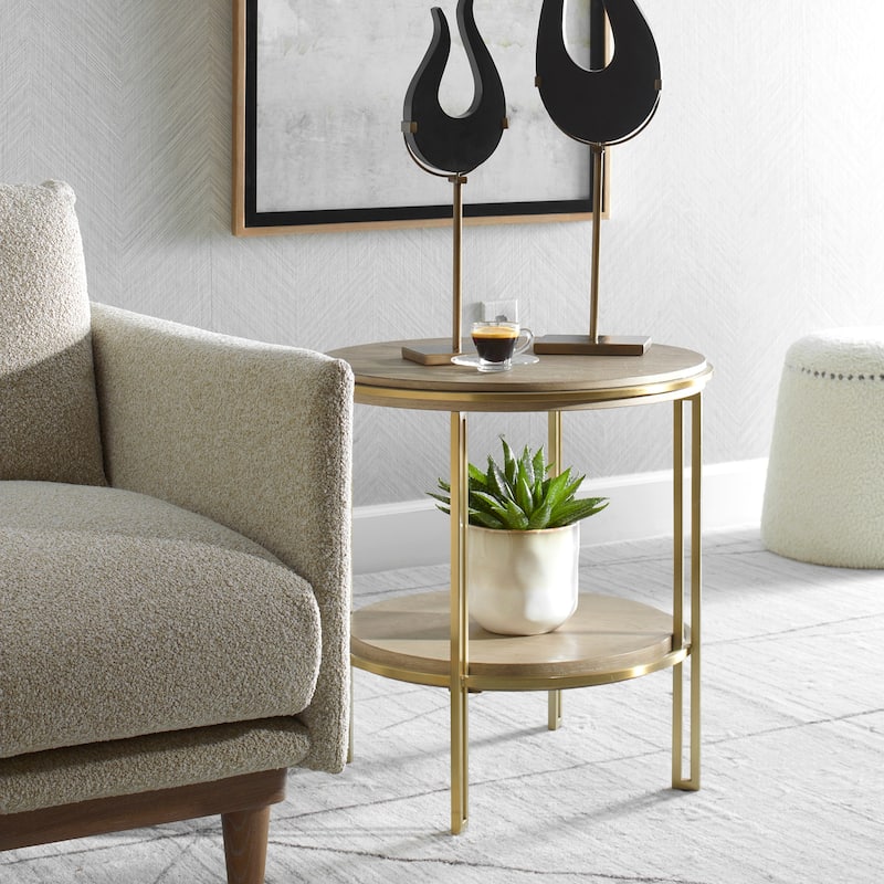 Uttermost Elise Round Brass Side Table - 23"H x 22"W x 22"D