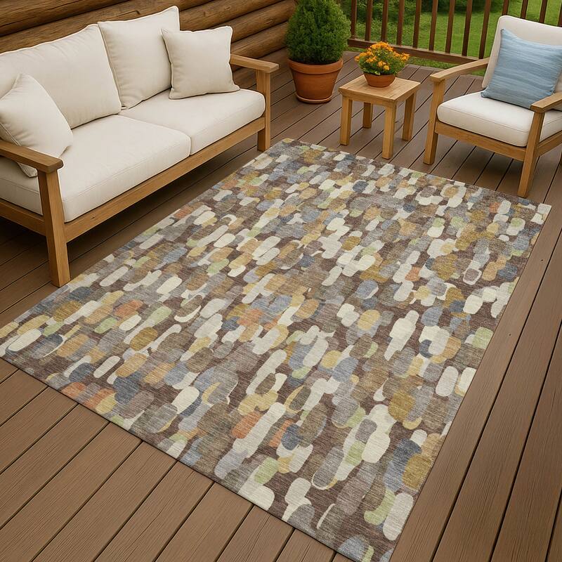 Machine Washable Indoor/ Outdoor Contemporary Drew Chantille Rug - Chocolate - 10' x 14'