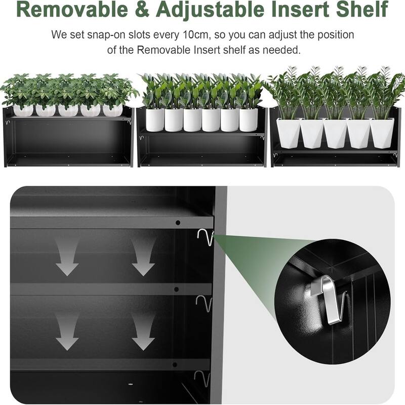 18x18x12 in Snap-Together Metal Raised Garden Bed Modern Black Square Planter with Open Bottom