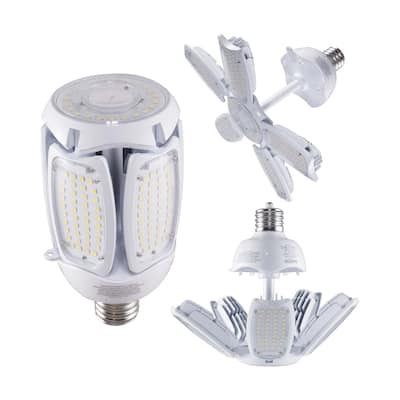 60 Watt LED HID Replacement 5000K Mogul Extended Base Adjustable Beam Angle 100-277 Volts - Clear