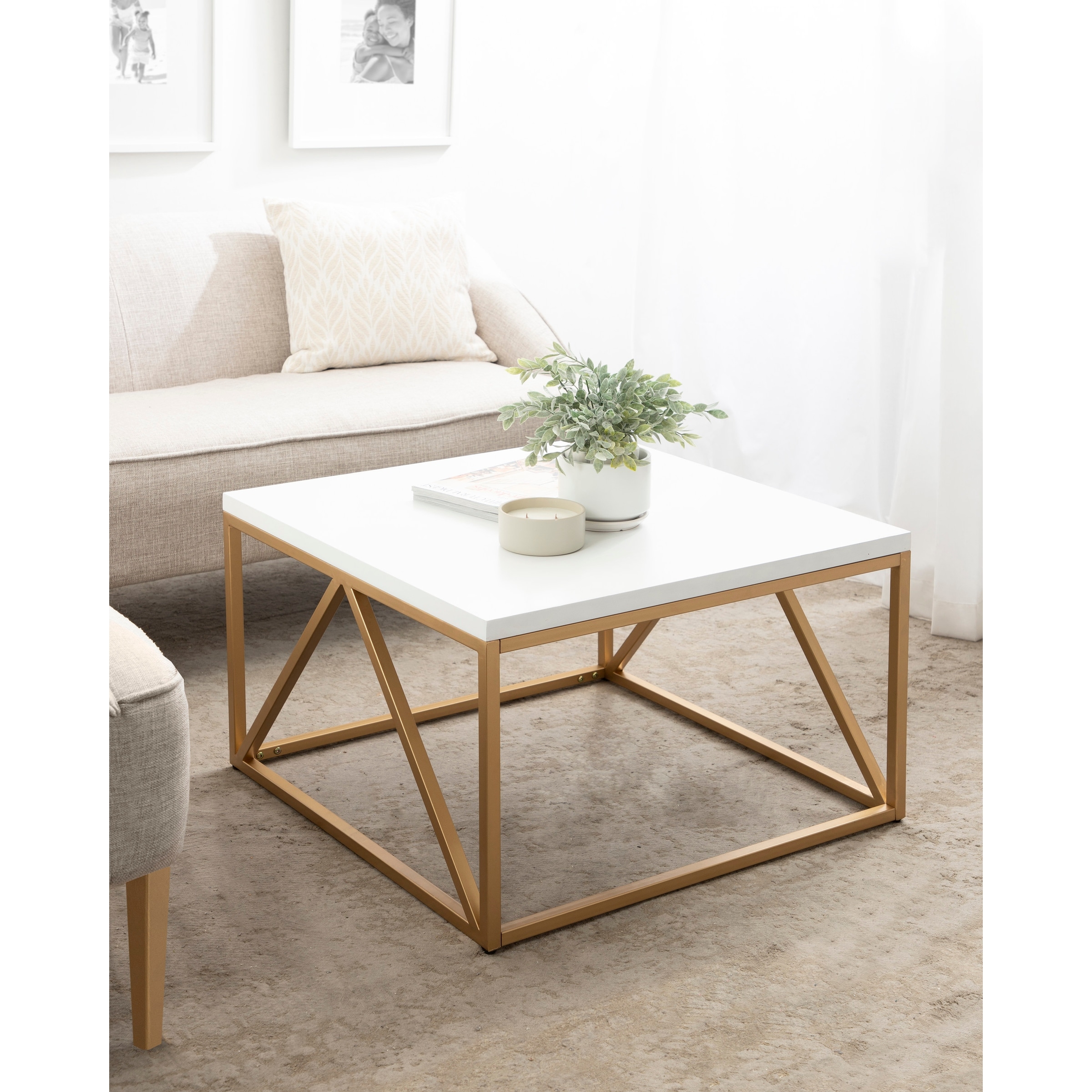 Kate and Laurel Kaya Wood and Metal Coffee Table 28x28x18 On