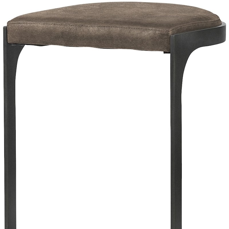 29 Inch Backless Bar Chair with Suede Leather Seat and Footrest Metal Legs Dining Room Accent - 28”H x 18”W x 17.25”D