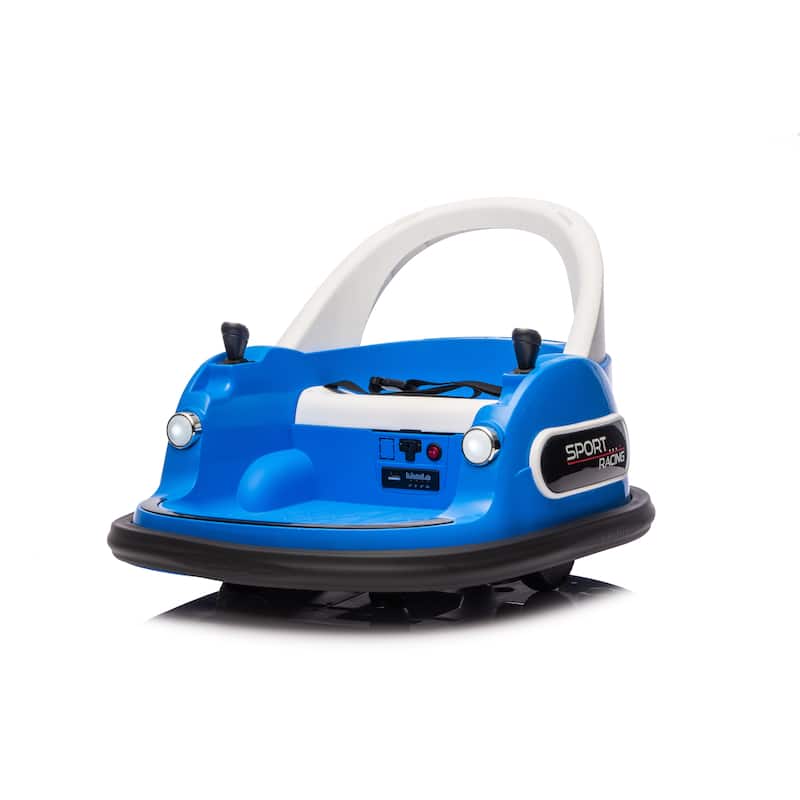 12V Ride On Bumper Car W/Remote Control, LED Lights, Vehicle Body With Anti-Collision Padding Five-Point Safety Belt - Dark Blue