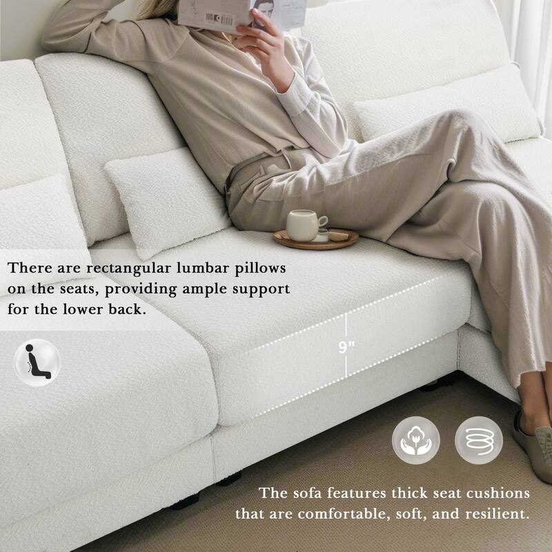 120" L-Shaped 4 Seater Sectional Sofa with Reversible Chaise and 4 Waist Pillow, Armless Design for Space-Saving Comfort