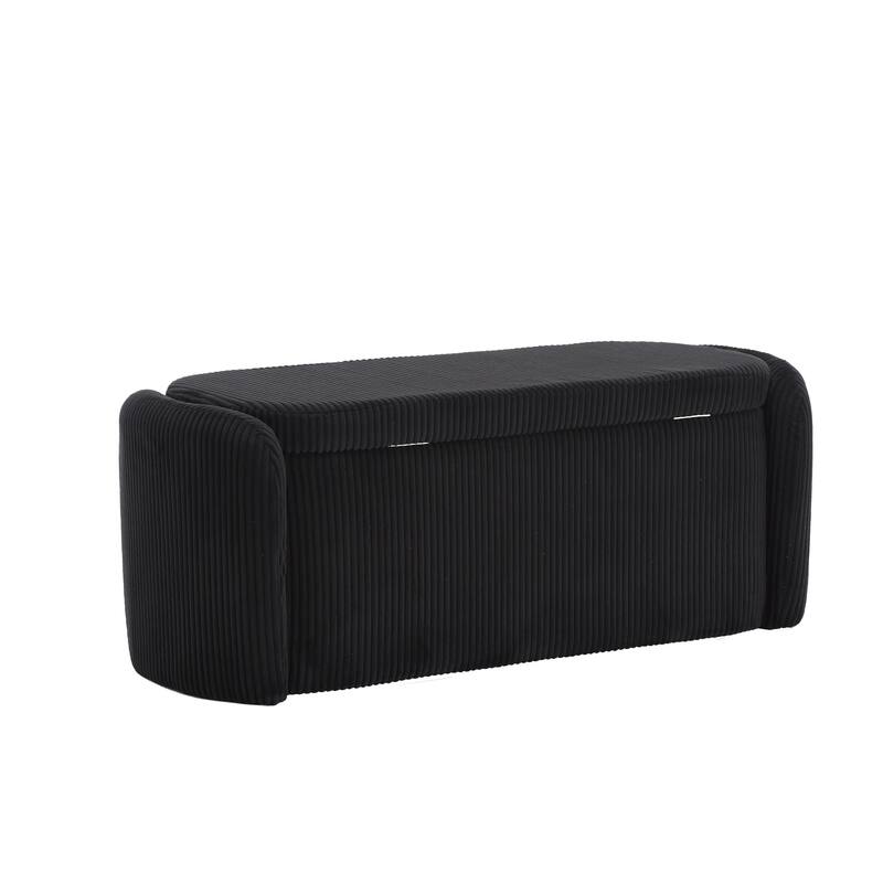 House Hold Storage Ottoman,Bedroom End Bench,Upholstered Fabric Storage Ottoman with Safety Hinge