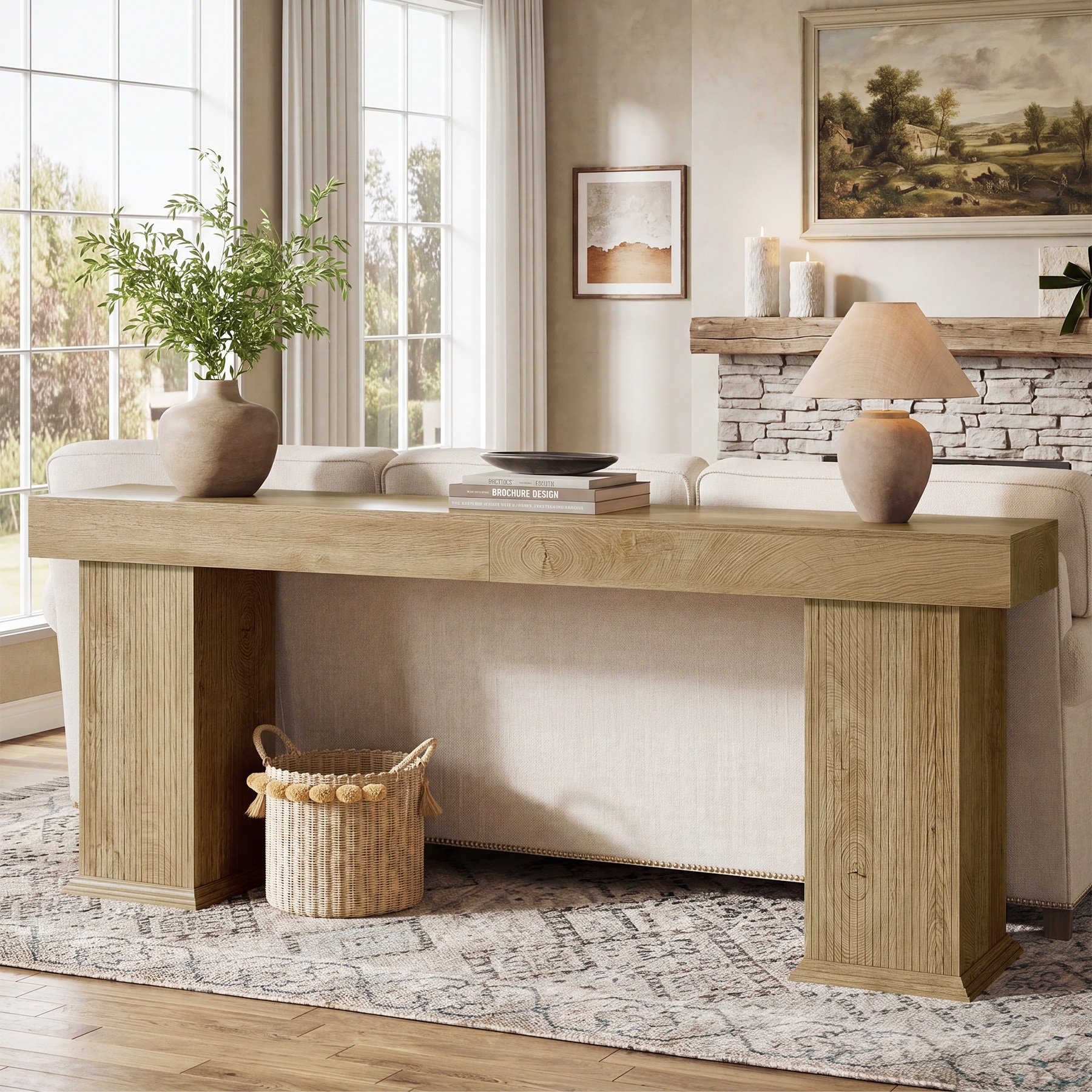 78.74" Extra Long Fluted Console Sofa Table for Entryway/ Living Room