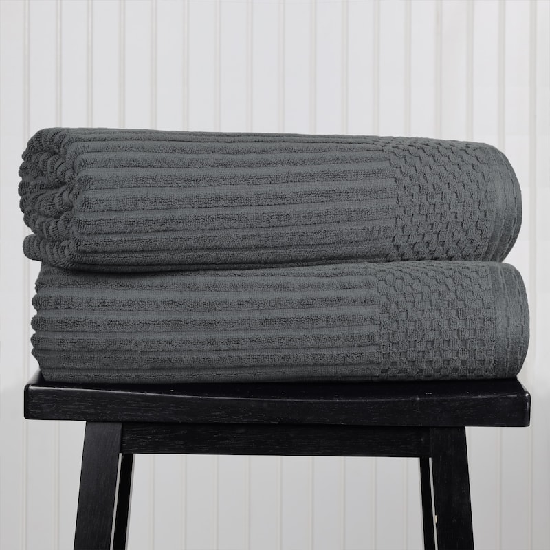 Superior Soho Ribbed Cotton Bath Sheet Set of 2 - Charcoal