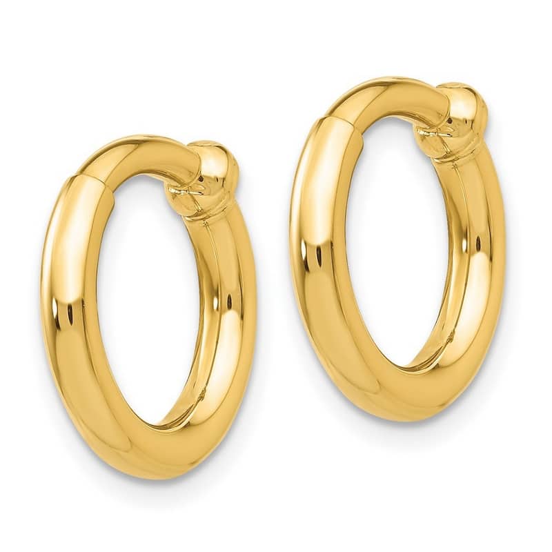 Curata 14k Yellow Gold Polished Non Pierced Hoop Earrings 10x2.5mm