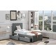 preview thumbnail 7 of 11, Linen Upholstered Platform Bed With Headboard And Two Drawers, Twin Size