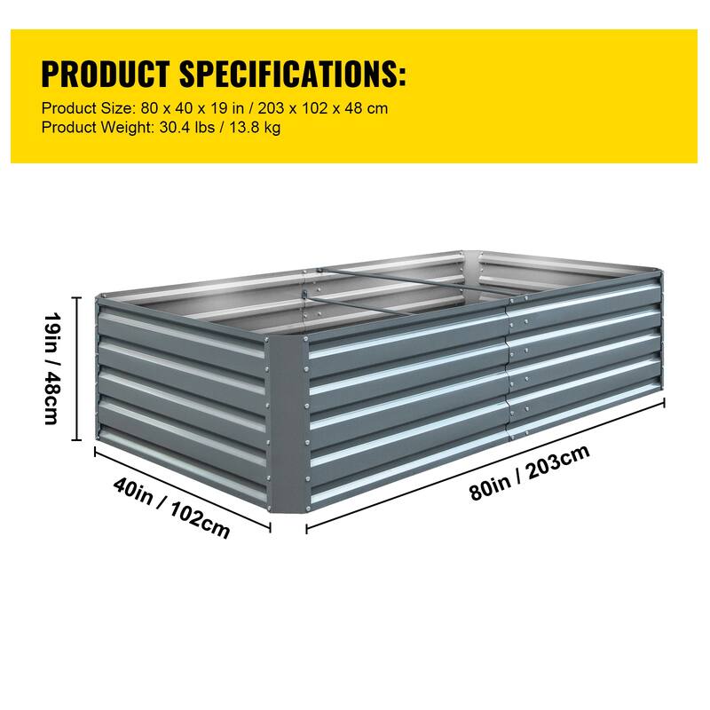 Galvanized Metal Outdoor Raised Bed for Vegetables, Flowers, and Herbs
