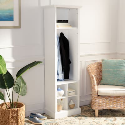 SAFAVIEH Romaine 6 Shelf 2 Hook Bottom Storage Hall Tree - 20" W x 16" D x 68" H - 20Wx16Dx68H