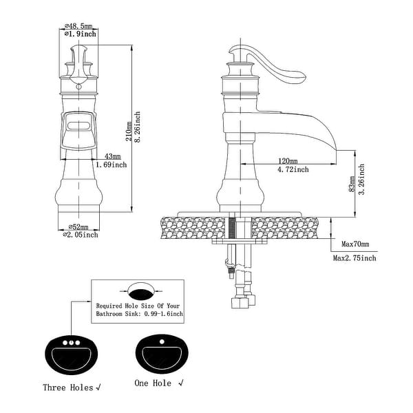 dimension image slide 0 of 2, Vibrantbath Waterfall Bathroom Sink Faucets Deck Mount Lavatory