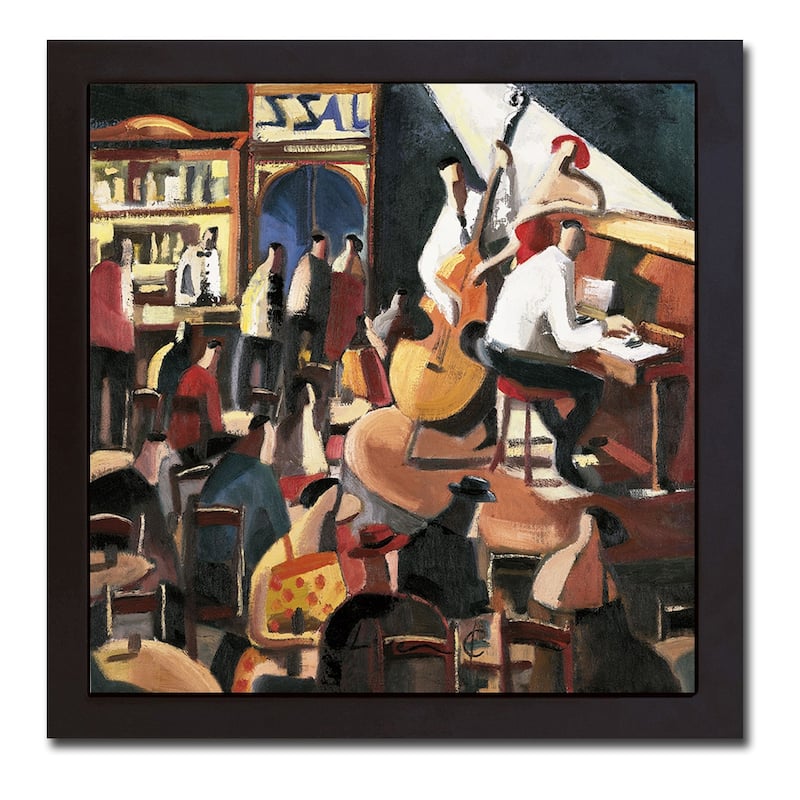 El Piano by Didier Lourenco Black Floater Framed Canvas Art (26 in x 26 in)