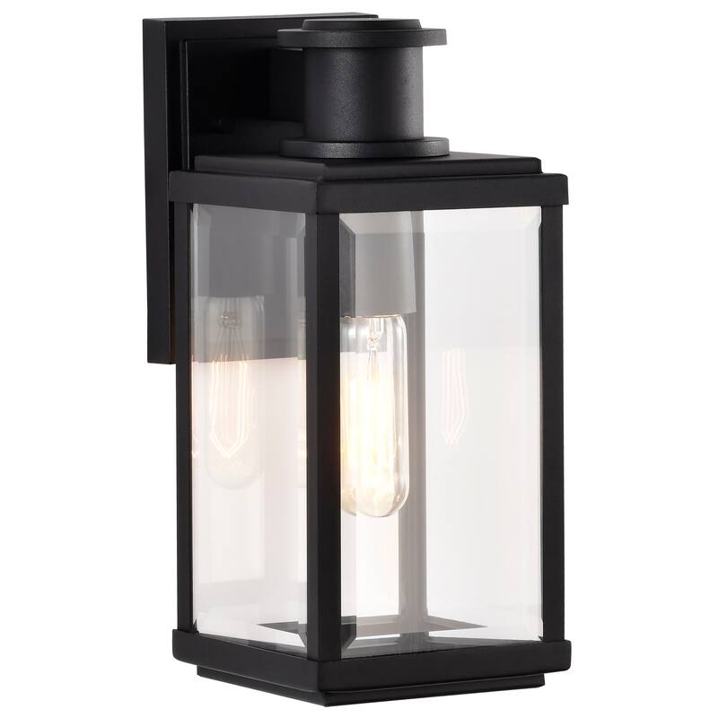 Luca Small Outdoor Lantern Sand Black Finish Clear Beveled Glass - Sand Black
