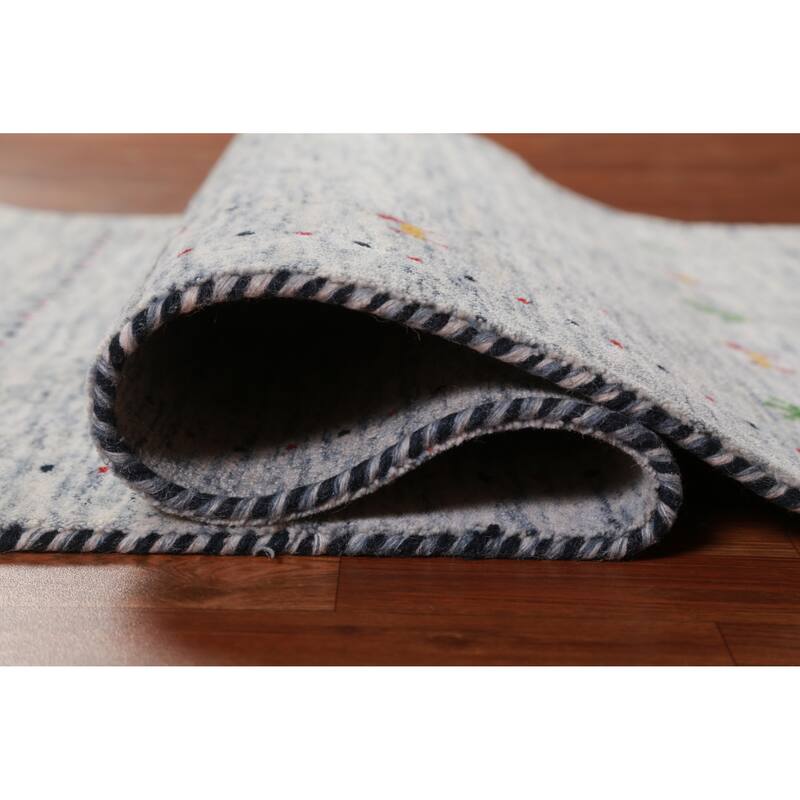 Hand Knotted Oriental 100% Wool Carpet Tribal Stripe Beige & Ivories Gabbeh Area Rug - 4' 9'' X 3' 0''