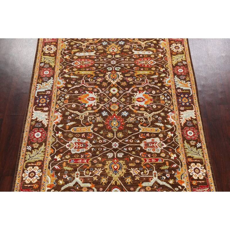 Vegetable Dye Floral Ziegler Wool Area Rug Handmade Oriental Carpet - 6'5" x 9'7"
