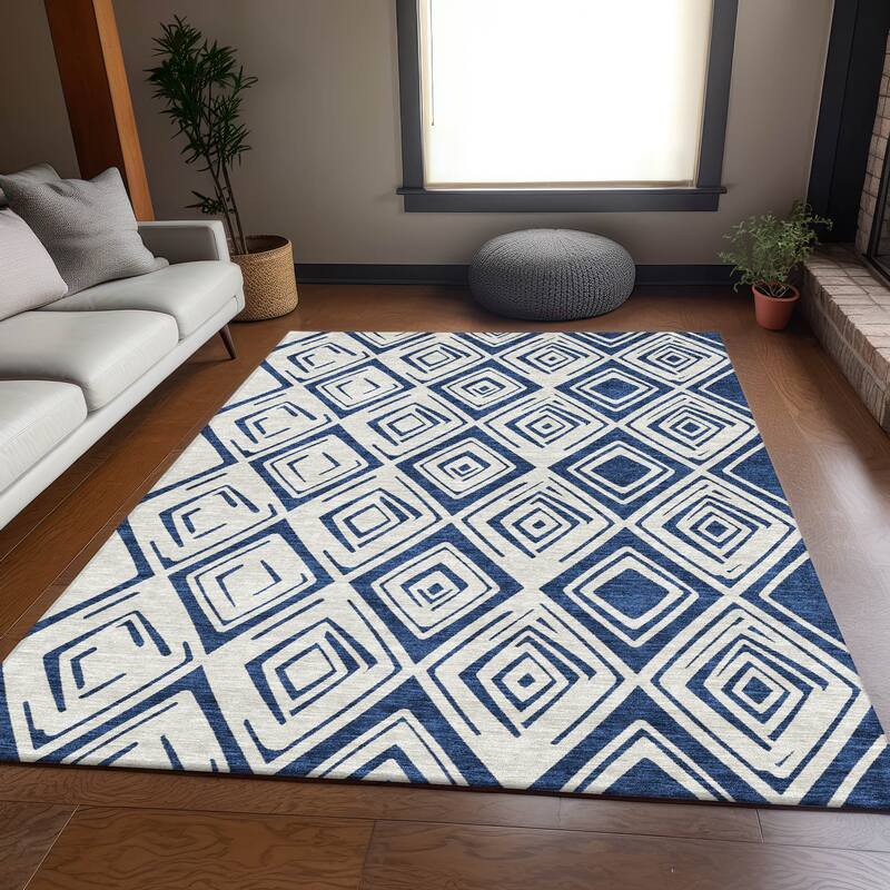 Machine Washable Indoor/ Outdoor Chantille Ombre Diamonds Rug