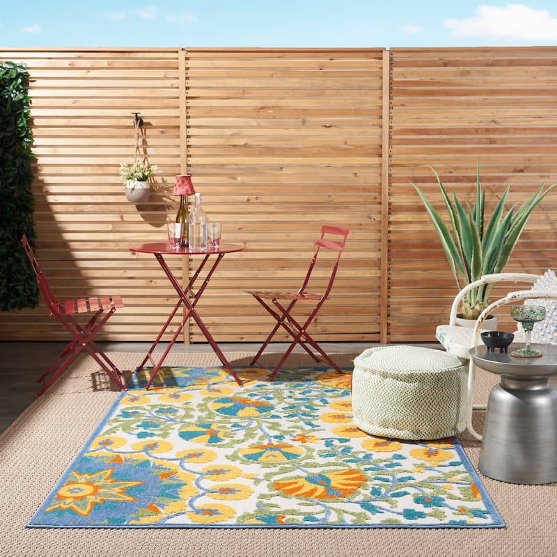 Nourison Aloha Modern Floral Vibrant Multicolored Indoor/Outdoor Area Rug - 6' x 9' - Multicolor