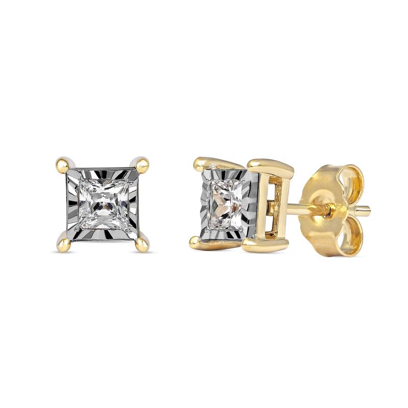 1/20ct to 3/4ct TDW Diamond Solitaire Stud Earrings in Silver for Women