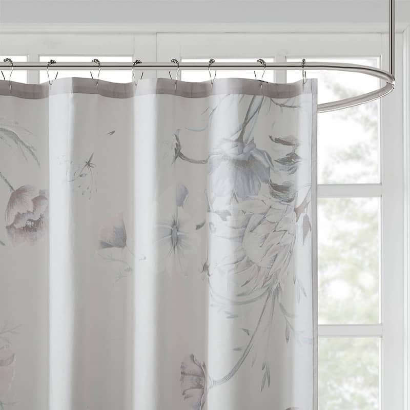Floral Printed Cotton Shower Curtain