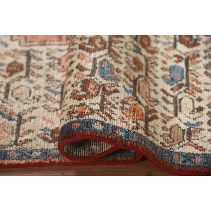 Tribal Geometric Hamedan Persian Accent Rug Hand-Knotted Wool Carpet - 3'5" x 6'4"