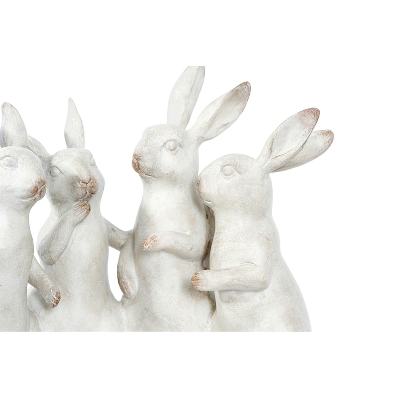 Whitewashed Polyresin Bunny Rabbit Quartet