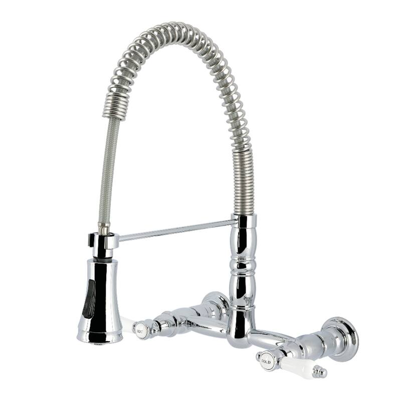 Kingston Brass Essex Double-Handle Wall-Mount Pre-Rinse Bridge Kitchen Faucet