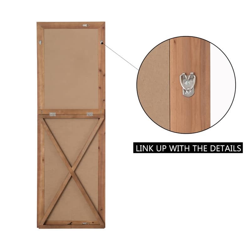 Modern Solid Wood Rectangle Framed Full Length Decorative Mirror in Brown - 64"x21"