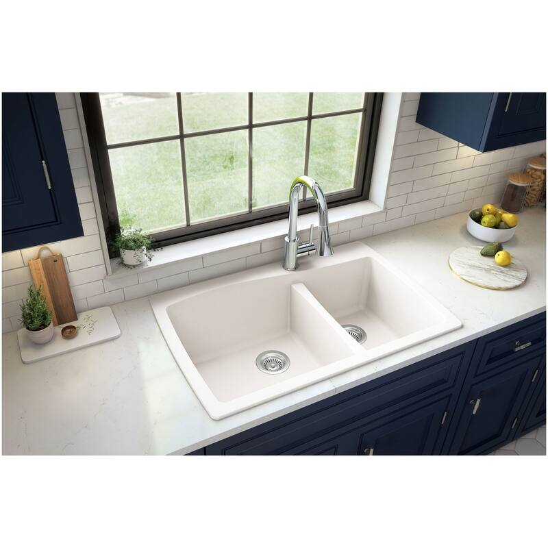Karran USA QT-721-PK1 Quartz QT 34" Drop In Double Basin Quartz