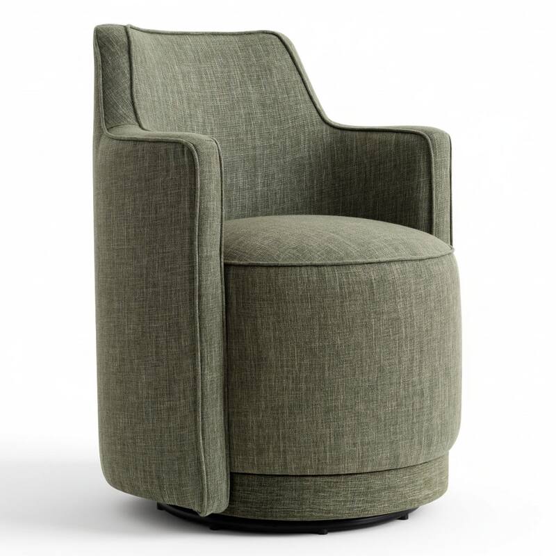 Modern Upholstered Swivel Accent Chair with Curved Barrel Back
