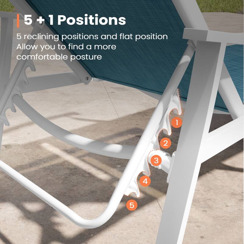 Pellebant 2PCS Patio Aluminum Adjustable Chaise Lounge Chair