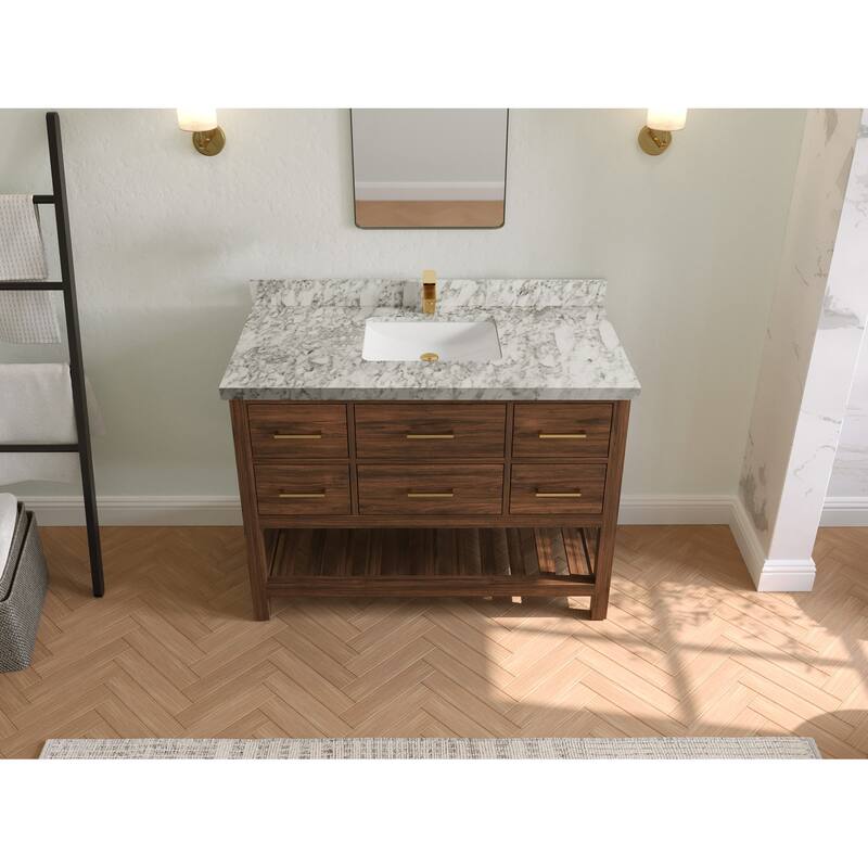Willow Collections 48 in. W x 22 in. D Parker Solid Teak Single Sink Bathroom Vanity with Countertop