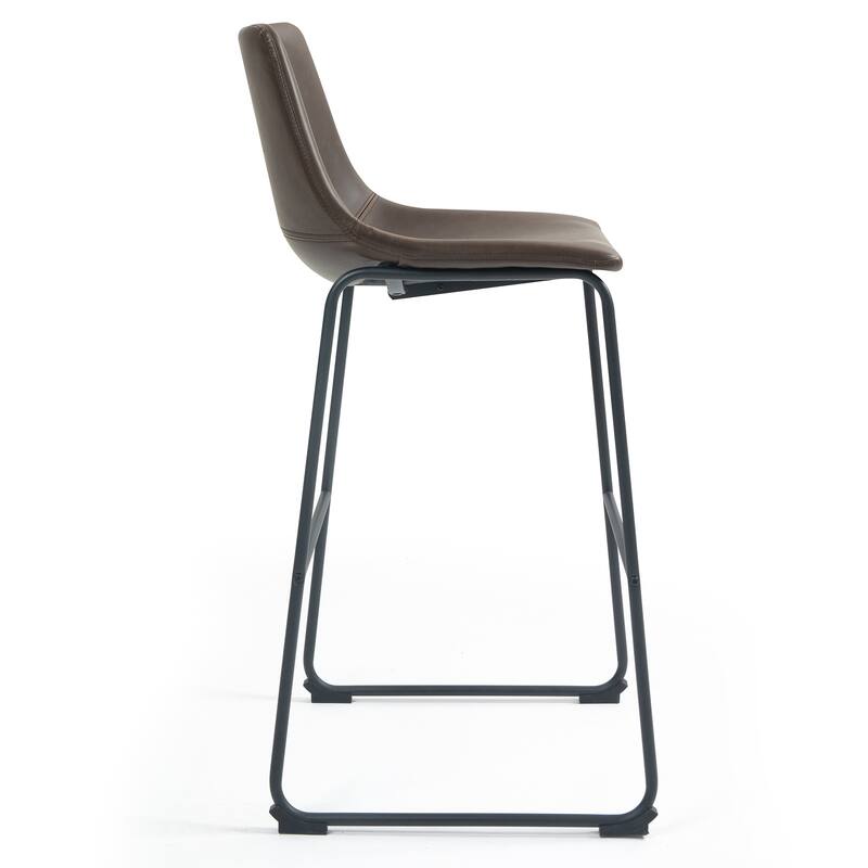 Adan Faux Leather Iron Frame Bar Stool (Set of 2)