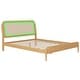 preview thumbnail 7 of 8, Antique Natural Queen Size Platform Bed with Rattan Accents, LED Light and Slat
