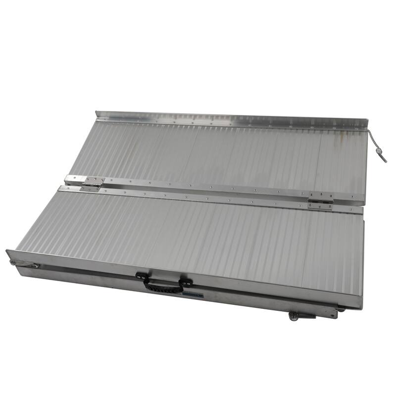 7FT Four-section Aluminum Wheelchair Ramps Silver - N/A