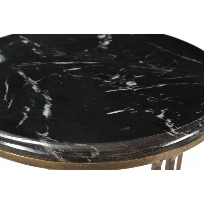 23" Contemporary Round End Table with Black Marble Top and Gold Iron Legs for Living Room Decor - 23" H x 16" W x 16" L