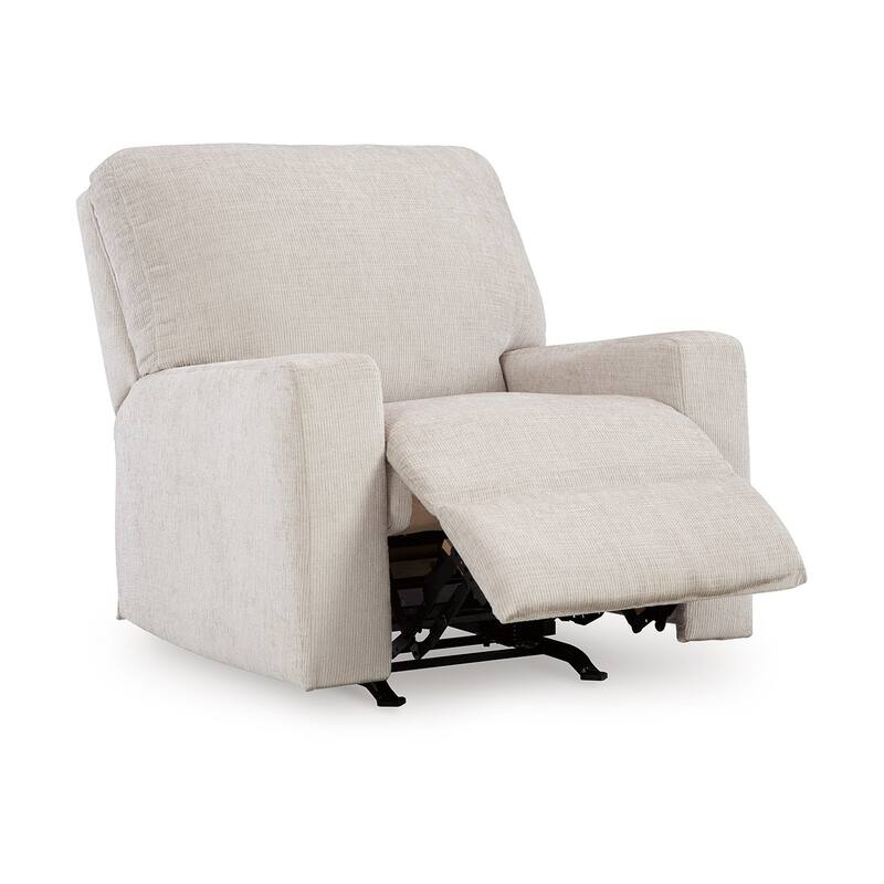 Avie Rocker Recliner Chair, Gentle Motion, White Ivory Polyester