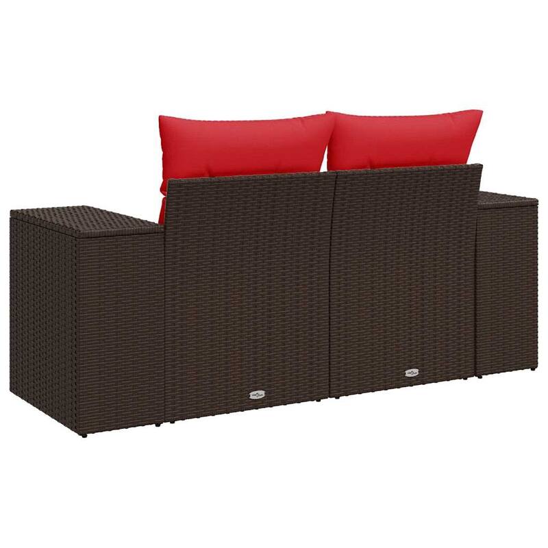 vidaXL Patio Sofa with Cushions Outdoor Seating Sectional Sofa Poly Rattan