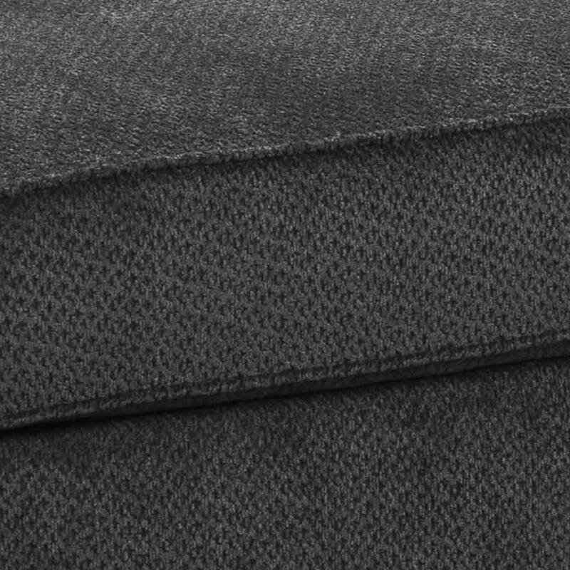 Rectangular Textured Fabric Upholstered Ottoman, Charcoal Gray