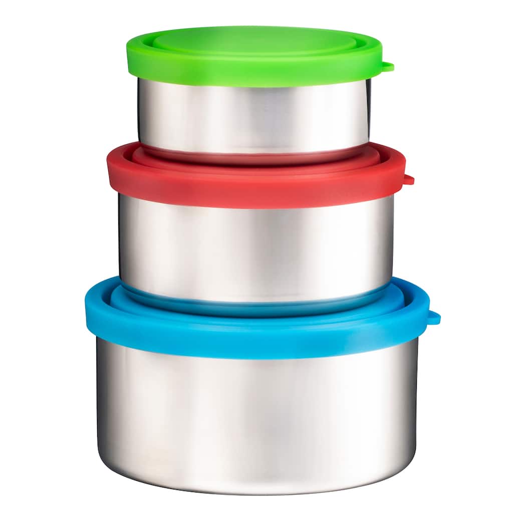 Bruntmor Trio Nesting 18/8 Stainless Steel Food Containers with Leak-Proof Lids, Set of 3